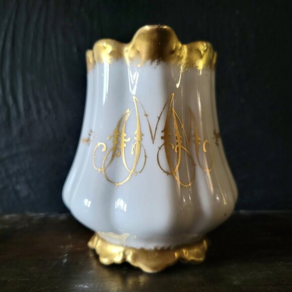 Antique Limoges Elite Works France Monogrammed Porcelain Creamer - Picture 1 of 8